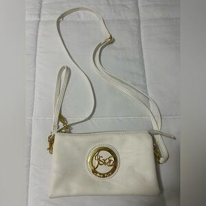 Cream leather crossbody bag